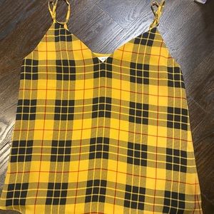 Ariztia spaghetti strap plaid blouse